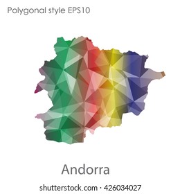 Andorra map in geometric polygonal style.Abstract gems triangle,modern design background.