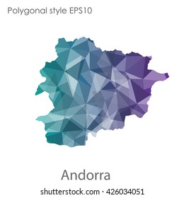 Andorra map in geometric polygonal style.Abstract gems triangle,modern design background.