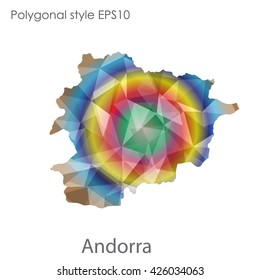 Andorra map in geometric polygonal style.Abstract gems triangle,modern design background.