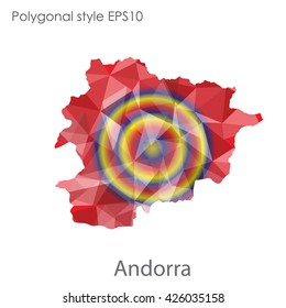Andorra map in geometric polygonal style.Abstract gems triangle,modern design background.