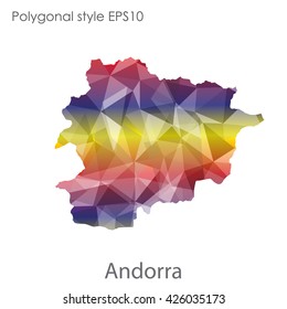 Andorra map in geometric polygonal style.Abstract gems triangle,modern design background.