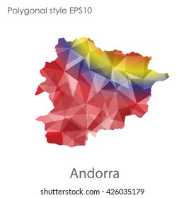 Andorra map in geometric polygonal style.Abstract gems triangle,modern design background.
