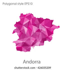 Andorra map in geometric polygonal style.Abstract gems triangle,modern design background.