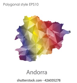 Andorra map in geometric polygonal style.Abstract gems triangle,modern design background.
