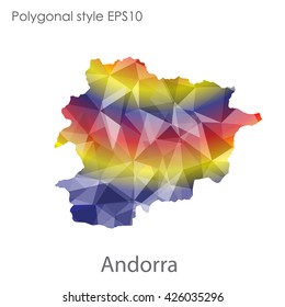 Andorra map in geometric polygonal style.Abstract gems triangle,modern design background.