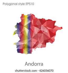 Andorra map in geometric polygonal style.Abstract gems triangle,modern design background.