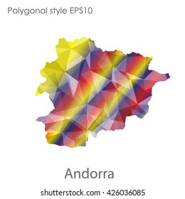Andorra map in geometric polygonal style.Abstract gems triangle,modern design background.