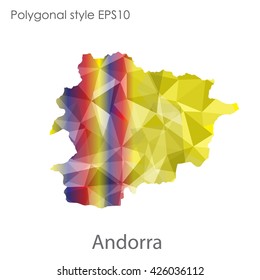Andorra map in geometric polygonal style.Abstract gems triangle,modern design background.