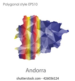 Andorra map in geometric polygonal style.Abstract gems triangle,modern design background.