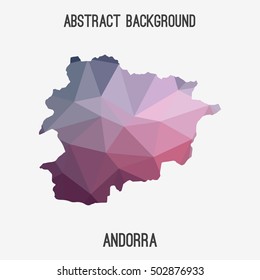 Andorra map in geometric polygonal,mosaic style.Abstract tessellation,modern design background,low poly. Vector illustration.