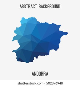 Andorra map in geometric polygonal,mosaic style.Abstract tessellation,modern design background,low poly. Vector illustration.