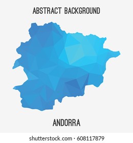 Andorra map in geometric polygonal,mosaic style.Abstract tessellation,modern design background,low poly. Vector illustration.