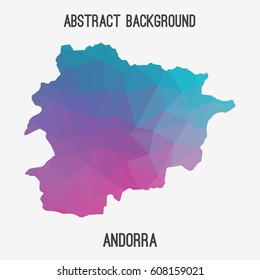 Andorra map in geometric polygonal,mosaic style.Abstract tessellation,modern design background,low poly. Vector illustration.