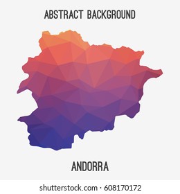 Andorra map in geometric polygonal,mosaic style.Abstract tessellation,modern design background,low poly. Vector illustration.