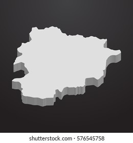 Andorra map in gray on a black background 3d