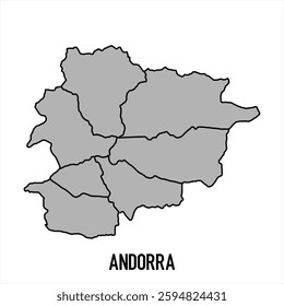 Andorra map in grey style isolated on white background. Vector illustration