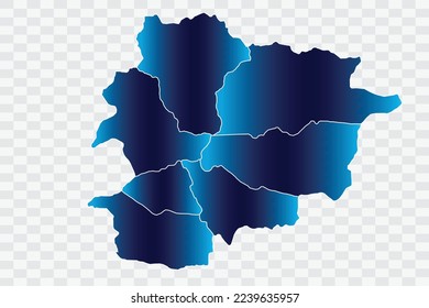 Andorra Map indigo Color on White Background quality files   png