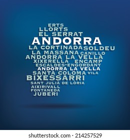 Andorra map made with name of cities - vector illustration