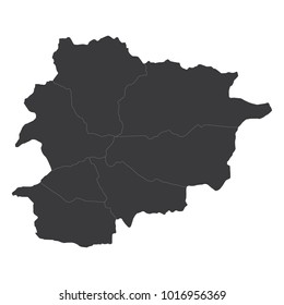 Andorra map on white background vector, Andorra Map Outline Shape Black on White Vector Illustration, High detailed black illustration map -Andorra.