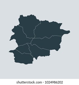 Andorra map on white background vector,Andorra  Map Outline Shape Gray on White Vector Illustration, High detailed Gray illustration map Andorra.