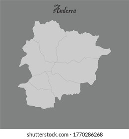 Andorra-Karte auf weißem Hintergrund, Vektorgrafik,