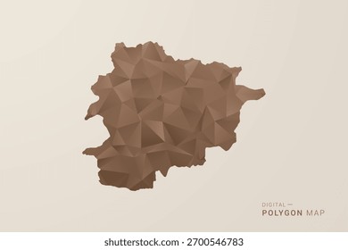 Andorra Map - Polygon Style Vector Illustration in Brown Gradient, Low Poly Geometric Design, Isolated on Beige Background for Infographics and Decoration.