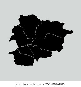 mapa de andorra com regiões isoladas sobre fundo branco. Mapa de andorra. Ilustração vetorial