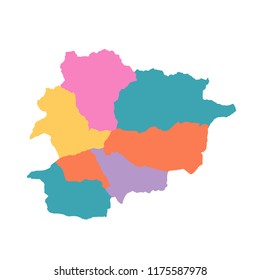 andorra map with regions vector flat illustration on white background