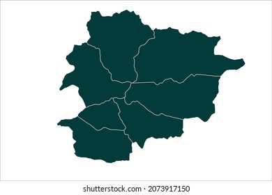 Andorra map Sacramento green Color on White Backgound