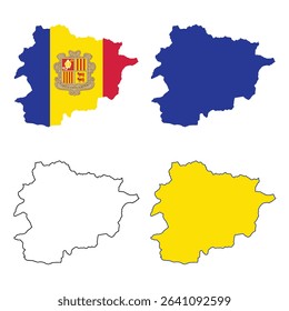 Andorra map set. Andorra Map And Andorra Flag Vector Design.