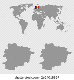 Andorra Map Set with World Location.