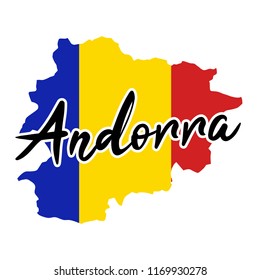 Andorra Map Silhouette Flag Button Vector Art Design Patriotic Symbol