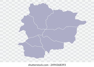 Andorra Map silver Color on White Background quality files Png