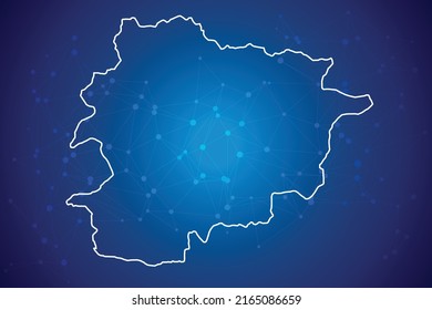 Andorra map Technology  with network connection background