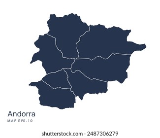 Andorra map vector, Abstract design vector illustration Eps 10. Navy color.High Detailed on white background.