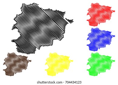 Andorra map vector illustration, scribble sketch Andorra