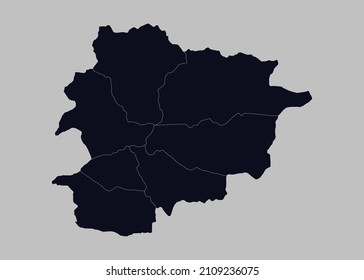 Andorra map vector, Isolated on gray background