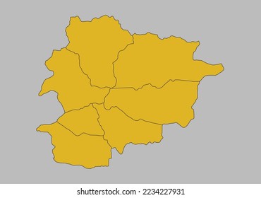 Andorra-Karte, Vektorgrafik einzeln auf grauem Hintergrund