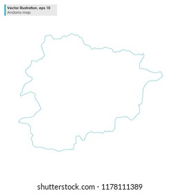 andorra map vector line illustration on white background