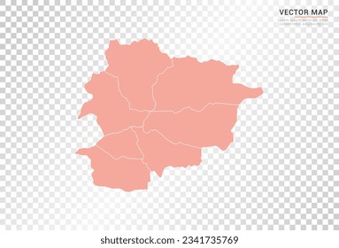 Andorra mapea el color anaranjado vectorial sobre fondo transparente.