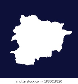 Andorra map vector. white color on blue background.