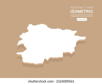 Andorra map white on brown background with isometric vector.