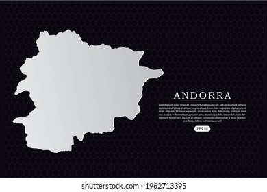 Andorra Map - World Map International vector template with White Color isolated on hexagon background - Vector illustration eps 10