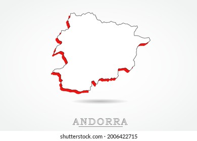 Andorra Map - World Map International vector template with red and outline graphic sketch style isolated on white background - Vector illustration eps 10