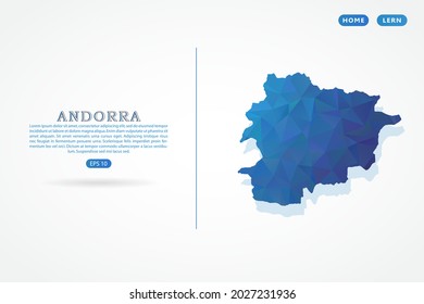 Andorra map - World Map International vector template with polygon blue color gradient isolated on white background for education, website, banner - Vector illustration eps 10