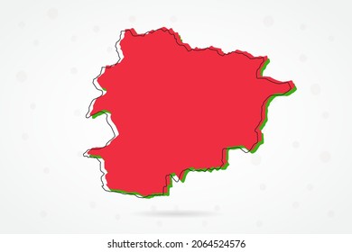 Andorra Map - World Map International vector template with including red, green and black outline sketch isolated on white background - Vector illustration eps 10