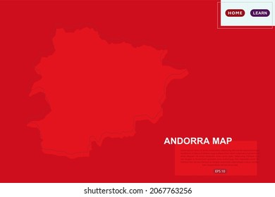 Mapa de Andorra - Mapa Mundial Planilla vectorial internacional con color rojo y bosquejo aislado sobre fondo rojo para educación, diseño, sitio web, banner - Ilustración vectorial eps 10