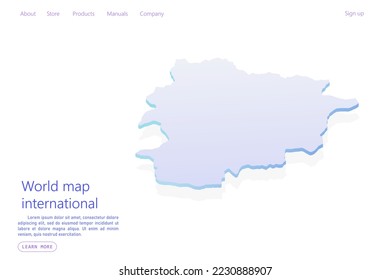 Andorra Map - World map International vector template with isometric style including shadow, purple and blue color isolated on white background for design, website - Vector illustration eps 10