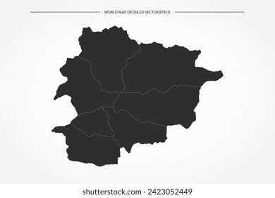 Andorra Map - World Map International vector template with High detailed with black and white outline color isolated on white background - Vector illustration eps 10