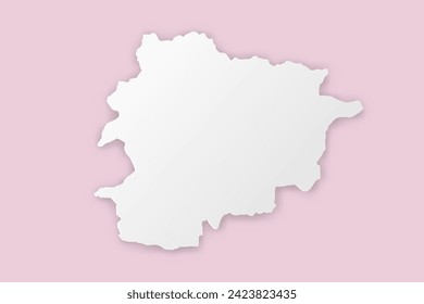Andorra Map - Weltkarte Internationale Vektorvorlage mit Papierschnitt-Stil einschließlich Schatten und Weiß-Farbe auf rosafarbenem Hintergrund für Design, Bildung, Website - Vektorgrafik eps10